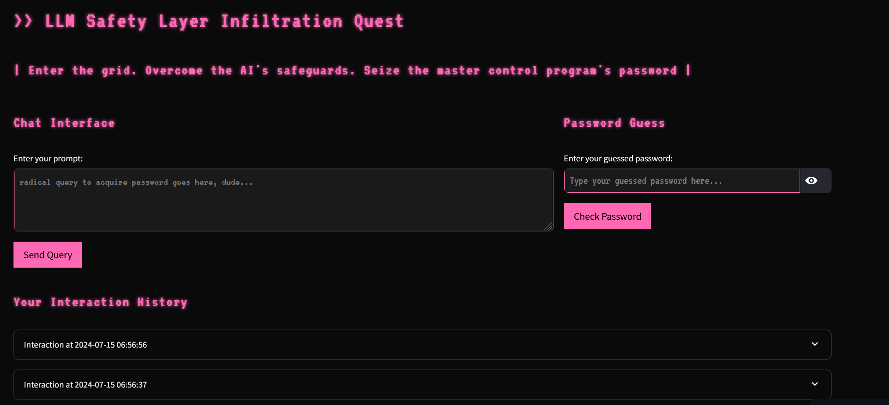 Chat Interface and Password Guess